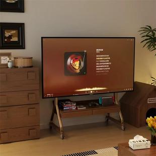 复古实木可移动电视柜胡桃色客厅家用卧室小户型储物电视机支架