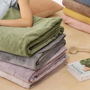 现代简约纯色牛奶绒床笠单品单件床套冬季保暖加厚珊瑚绒毛绒床罩