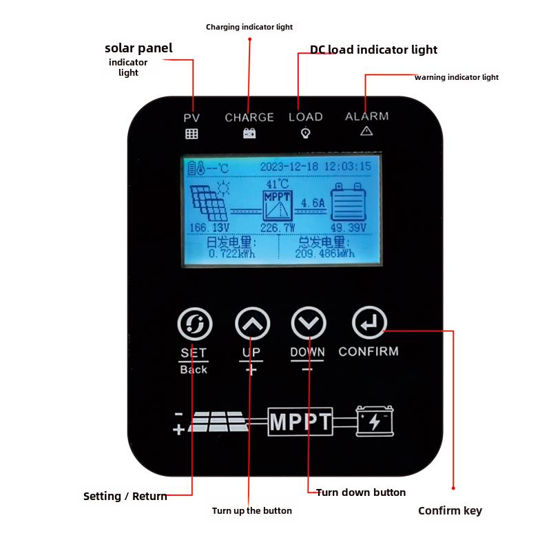 Mppt太阳能控制器12V24V48V60V72V96V全自动通用230V光伏充电器
