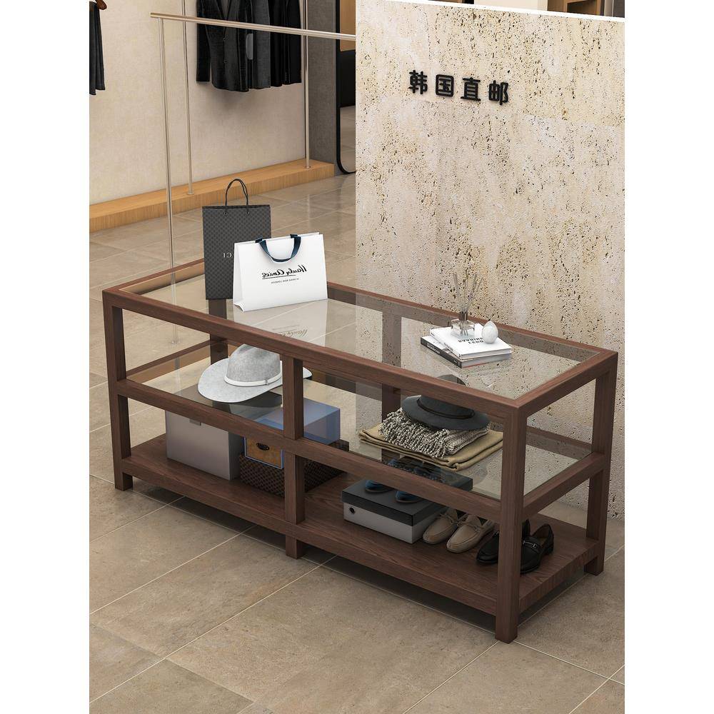 服装店中岛台展示柜鞋子女装店包包流水台陈列柜饰品玻璃展架摆台