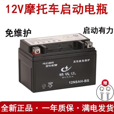 踏板摩托车电瓶12v免维护125跨骑车110弯梁车7A通用干电瓶蓄电池