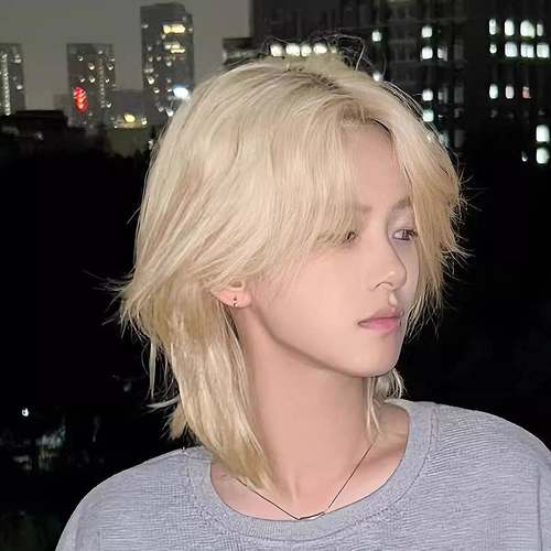 佰芙美日系武士头假发 米白金色狼尾长发套 自然黑中分假发造型