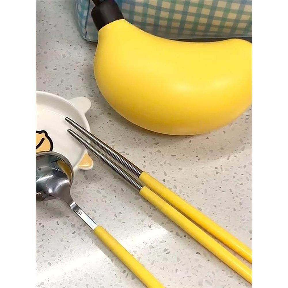 【家居好物】一人食香蕉餐具筷子勺子套装收纳盒上班族折叠餐具盒,餐饮具,便携/折叠餐具,淘宝优惠券,粉丝福利购,淘宝优惠卷