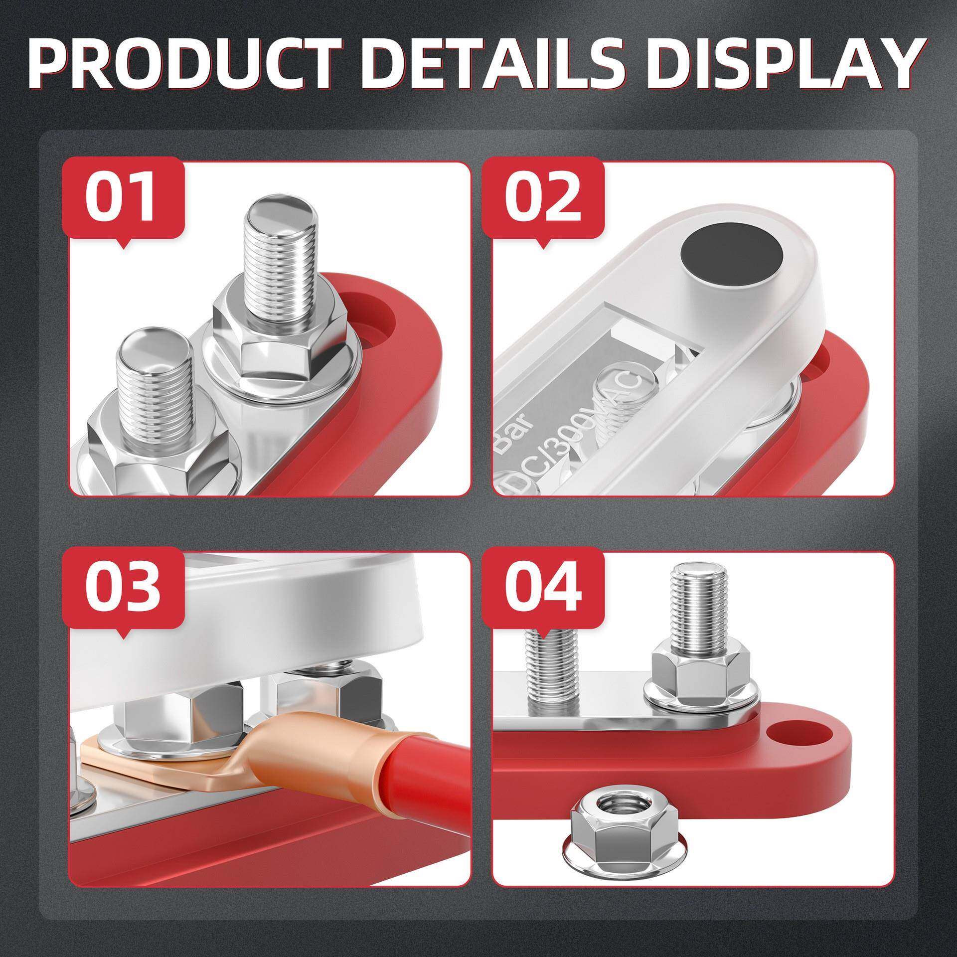 M8M10房车游艇汽车大电流汇流排汇线铜排接线柱150A-600A接线端子