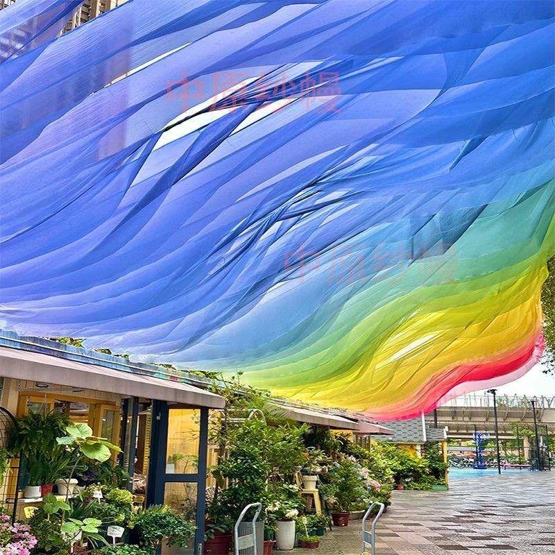 网红风动纱幔悬吊式天花板风景区户外民宿海边布幔风景区饭厅露营