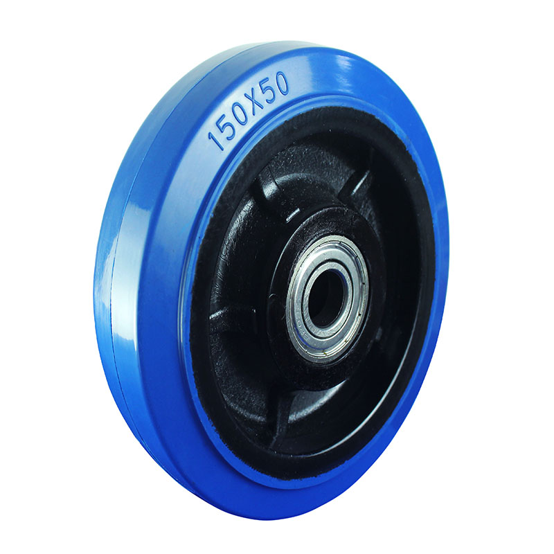 华越蓝色4568寸弹力重型橡胶静音万向轮小M推车搬运平板车手拉货