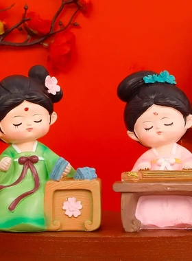 创意古风美女琴棋书画人物桌面小摆件汉服娃娃公仔文创纪念品