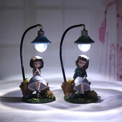 kka杂货姑娘铁艺树脂工艺品摆件家居装饰小灯生日礼物