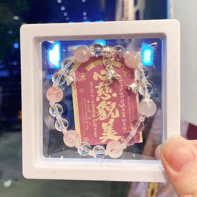 新中式冰透青花手串拿货合金铃兰花串珠水晶手链义乌手饰女