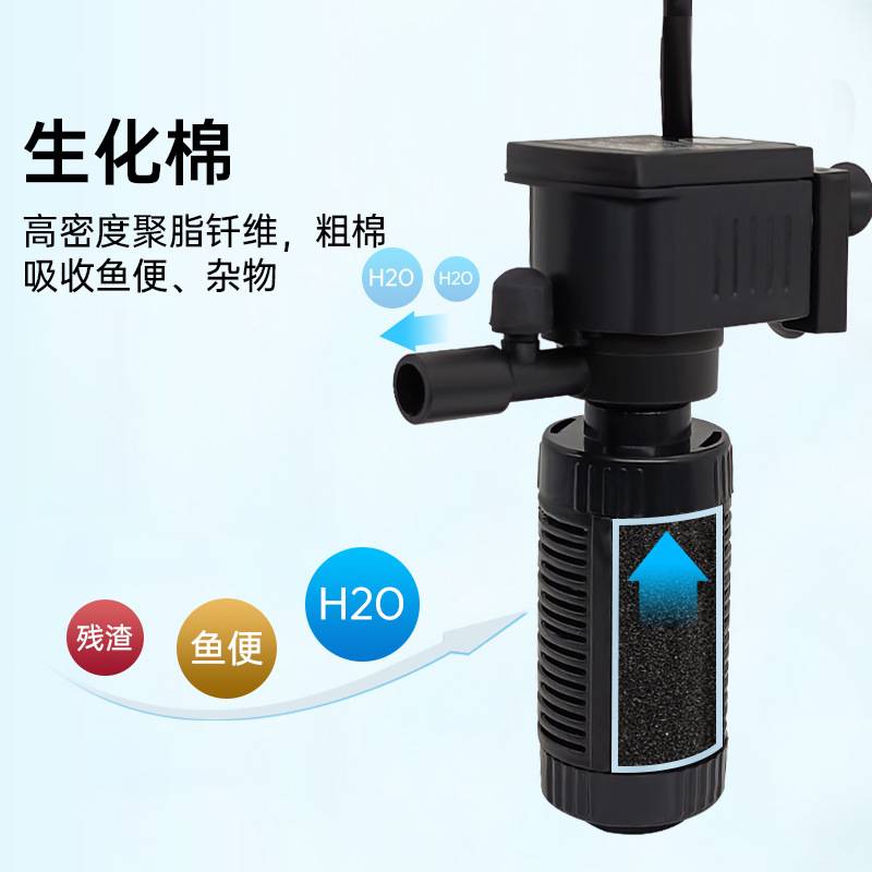小型养鱼缸过滤器迷你水族箱净化器超静音内置过滤桶增氧泵三合一
