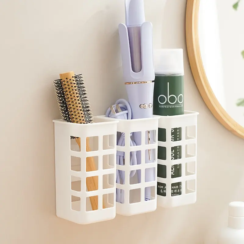 卷发棒收纳架免打孔壁挂式美发器支架美发工具收纳盒洗漱台收纳篮