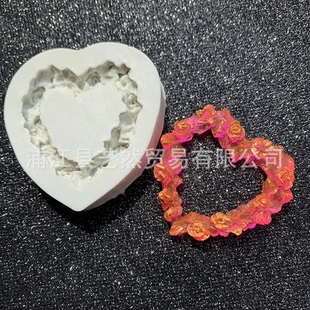材料水晶滴胶uv胶玫瑰爱心花朵具粘土滴胶翻糖相框模具