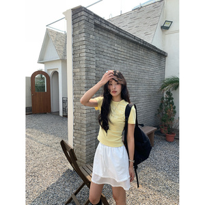 字母印花圆领T恤女2025春款个性潮流凸显青春上衣