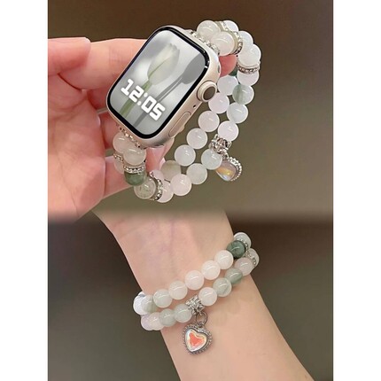 ins适用小米手环98pro青石猫眼石手链表带iwatch串珠华为10/fit32