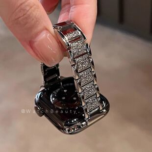 镶钻满天星oppowatch3/2/X/3pro/4pro手表带金属高级女新款se适用