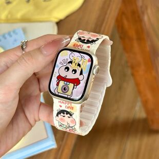 蜡笔小新适用oppowatch3/X/2/3pro/4pro手表表带硅胶磁吸男女可爱