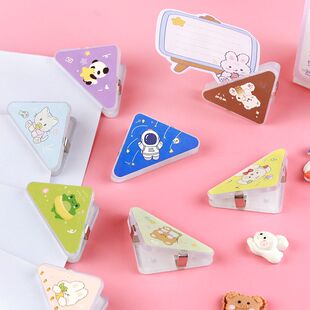 卡通文件三角夹可爱少女心书本边角夹学生试卷办公资料收纳小夹子