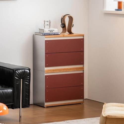 出乎生活几何边柜中古风樱桃木