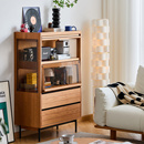 出乎生活镜湖展示柜单个书柜樱桃木小户型玻璃客厅电视边柜储物