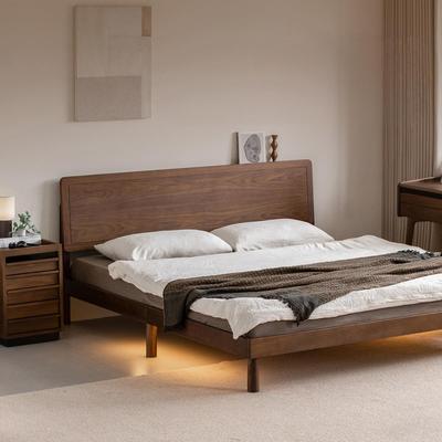 续写家俱实木床北美黑胡桃木简约小户型家用卧室1米8双人床木山床