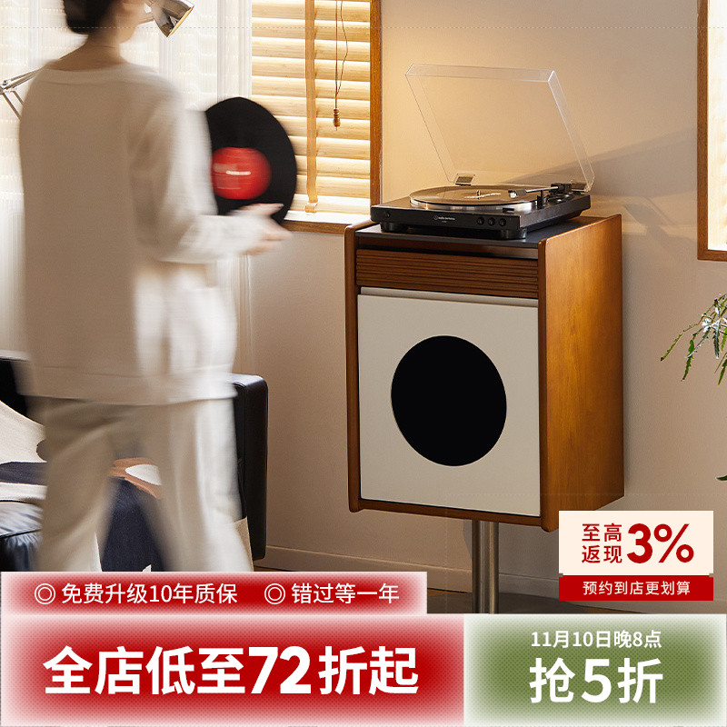 出乎生活实木复古客厅小边柜