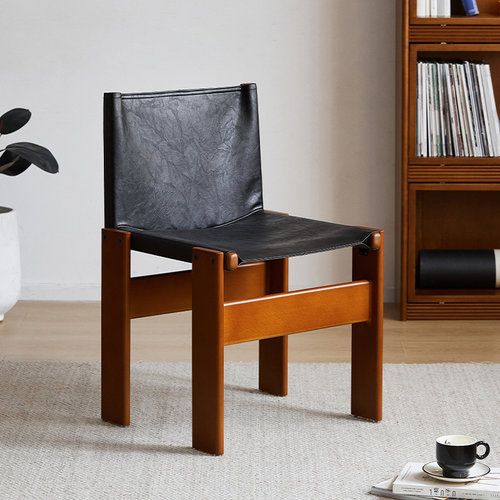 出乎生活休闲靠背实木中古餐椅