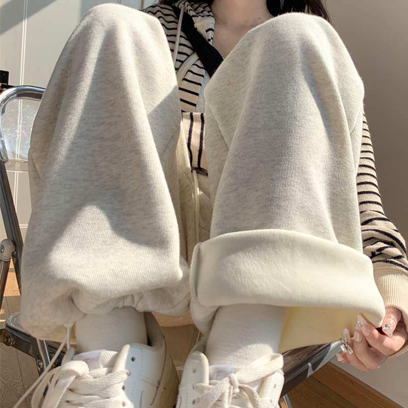 外贸断码批发清仓处理大码样衣慵懒风卡其色阔腿裤休闲裤子女款