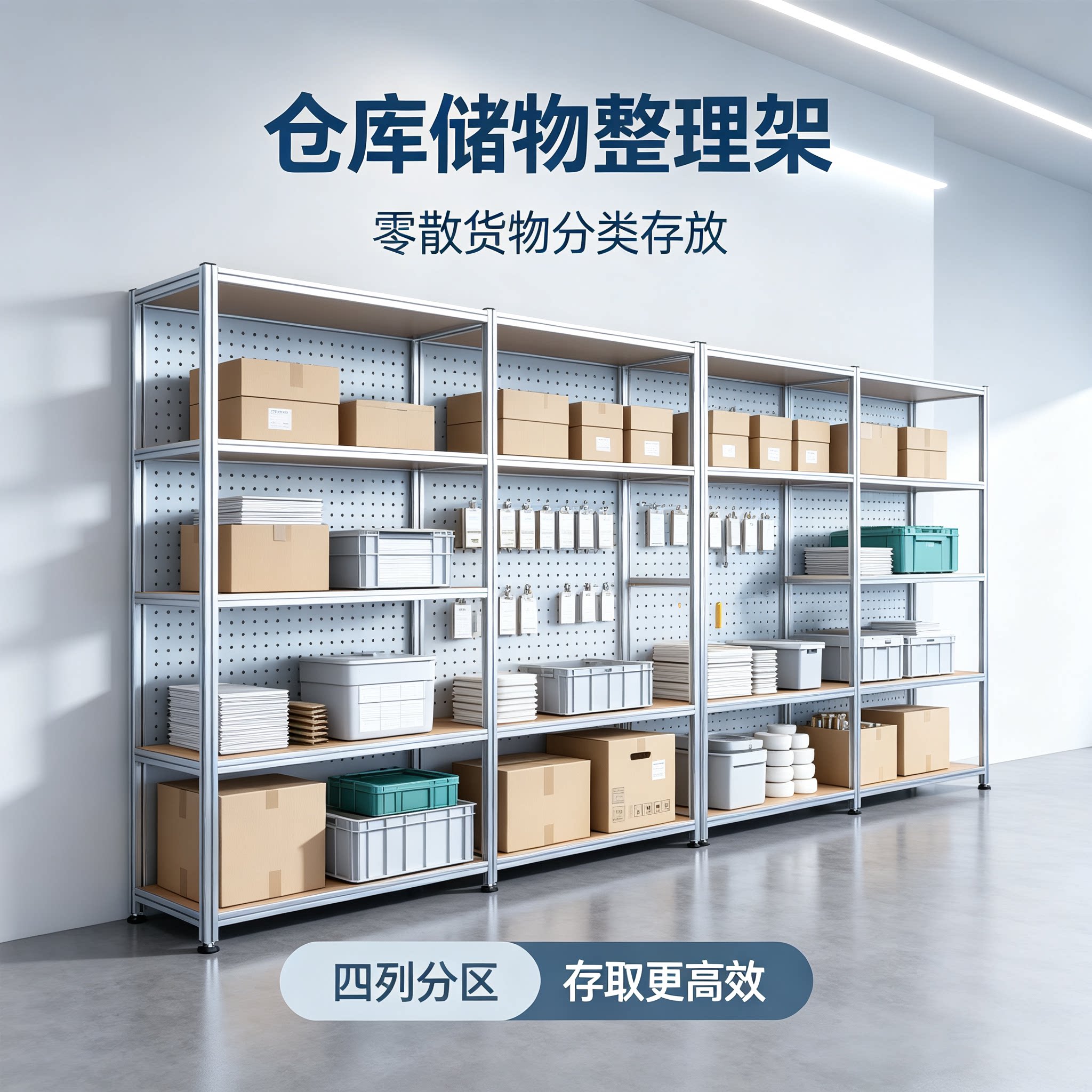 工业风铝型材多层隔板置物架工具箱展示架货架储物收纳柜落地图片