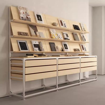 【海洋板】桦木海洋板铝型材展示中岛台货架收纳展览书架陈列