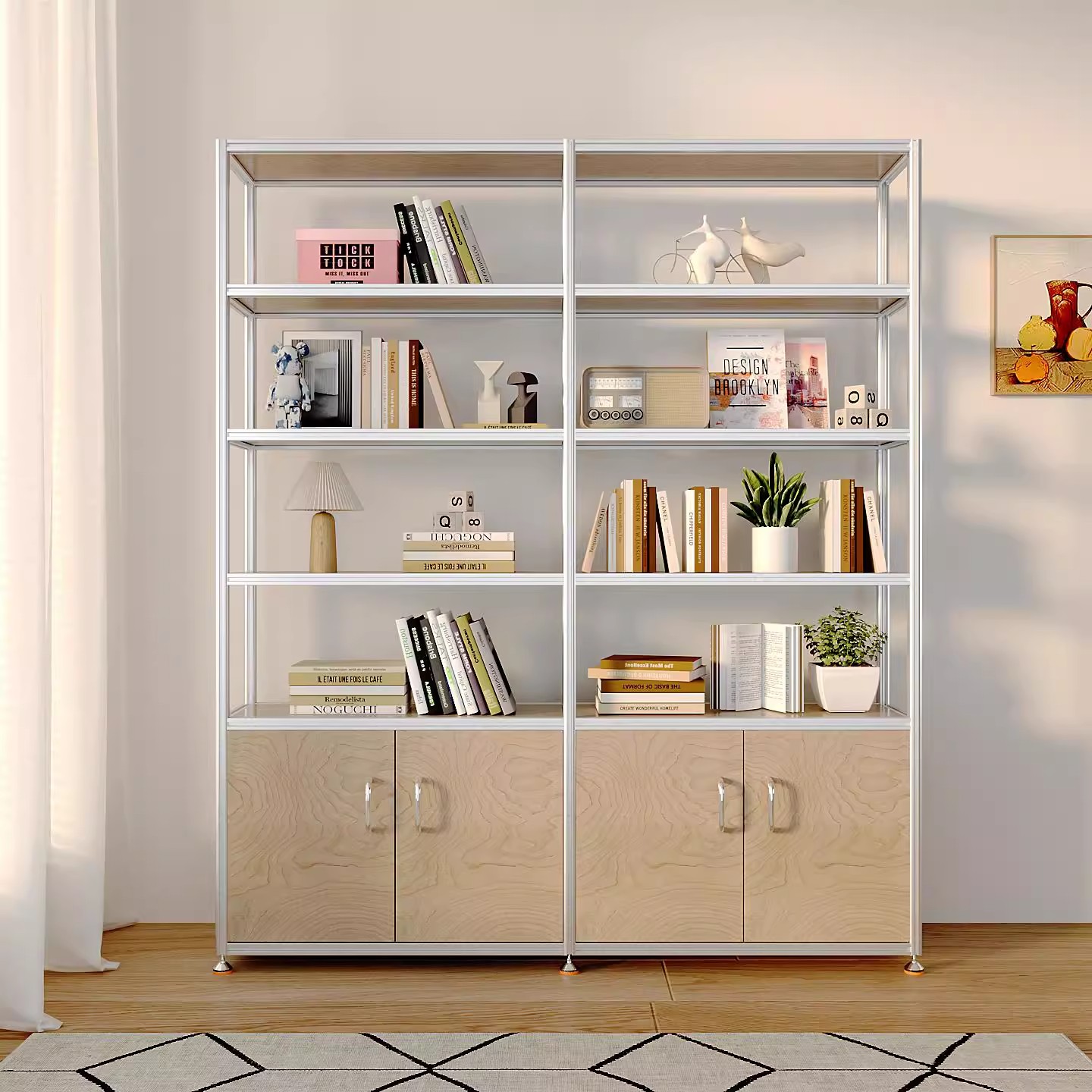 工业风铝型材货架仓库储物收纳办公会议室置物架工具箱陈列架书架