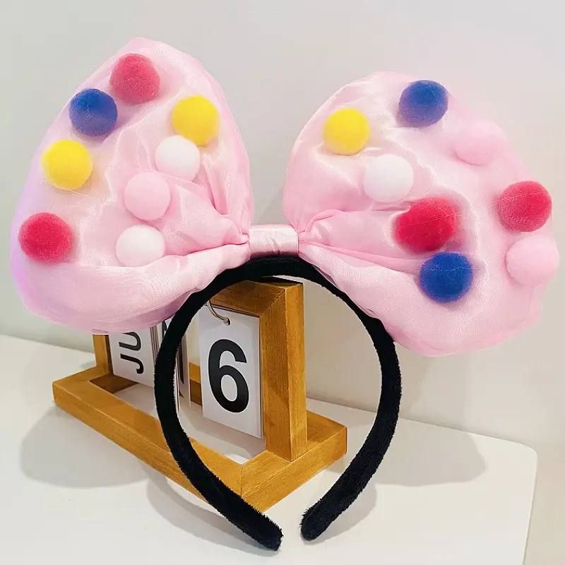 网红ins发箍结网纱绒球发卡成人少儿可爱甜美头饰发箍兔