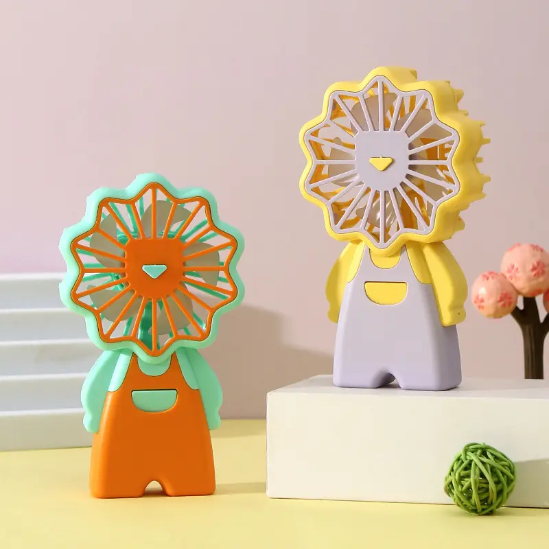 卡通萌狮小风扇usb充电式手持风扇式风扇夏季桌面电风扇