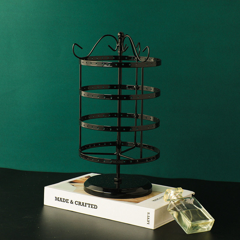 四层旋转耳环架可拆卸铁艺饰品展示架三层耳环收纳架挂耳环架子