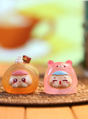 潮玩树脂uu甜品萌粒盲盒可爱车载书桌装饰品摆件直销