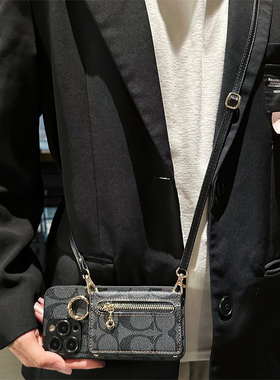 适用iQOO5Pro手机壳U3X插卡套U5支架Z1x斜跨绳Neo855卡包Neo商务U5S小众5se时尚neo3皮套U5e简约创意保护套