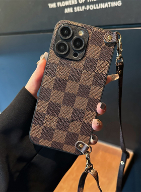 坎宁安适用于荣耀X9B手机壳X8C皮质X9CSmart斜跨绳X7A带挂绳X7B格纹X5BPlus简约X7C全包X9a小众x8c皮质简约