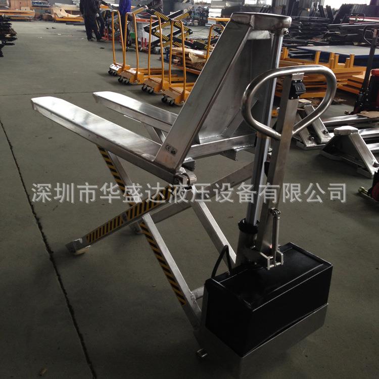 1.5吨高起升手动搬运车不锈钢电动高升程托盘叉车剪叉液压升降车