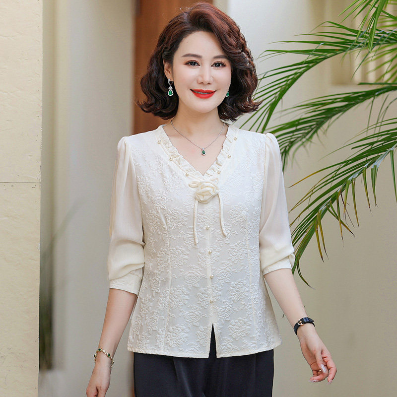 妈妈春装上衣薄款喜婆婆婚宴装中图片