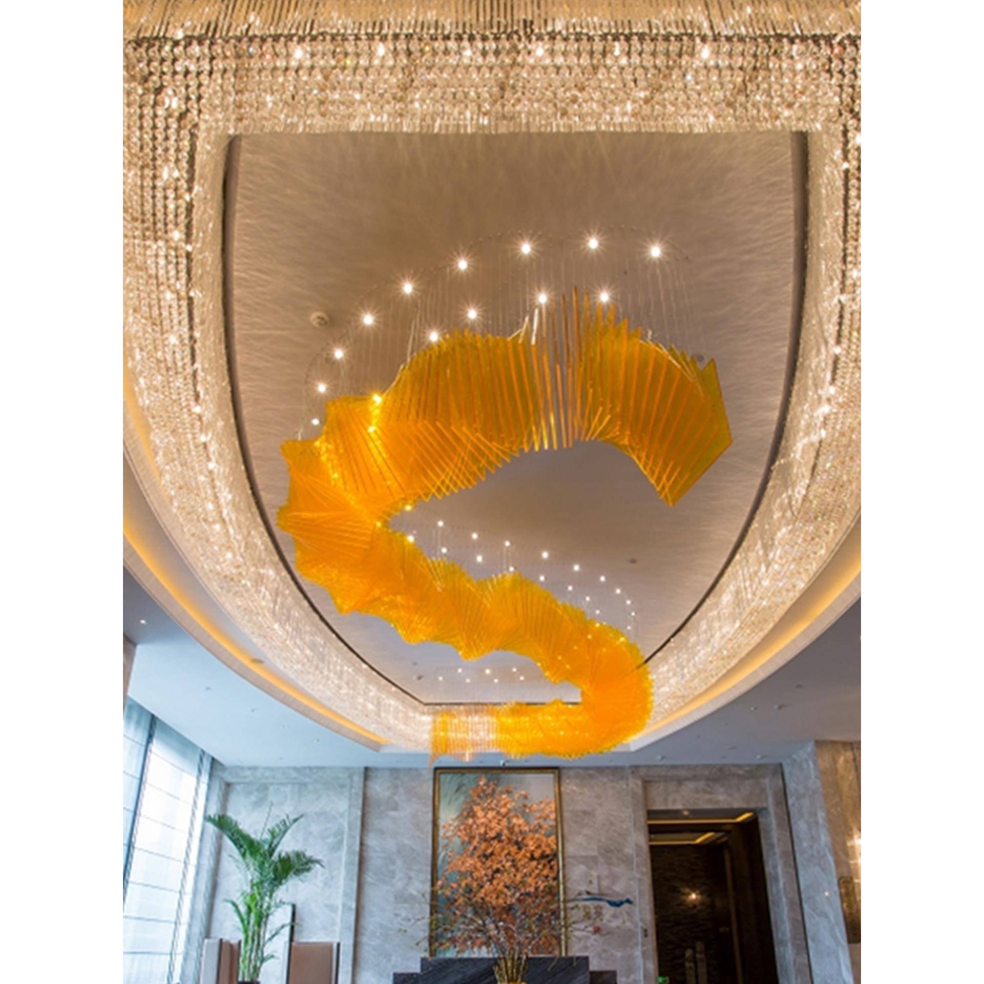 非标定制亚克力艺术造型吊灯酒店大堂餐饮前台大型创意装饰灯具