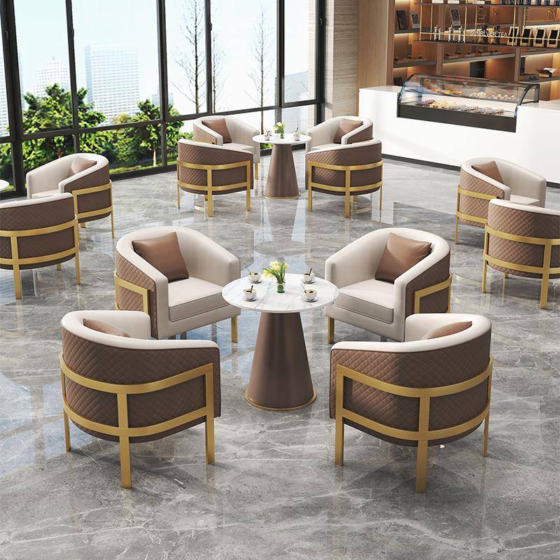 皮艺洽谈桌椅组合咖啡厅接待会客休闲沙发茶几商场休息区酒店商务