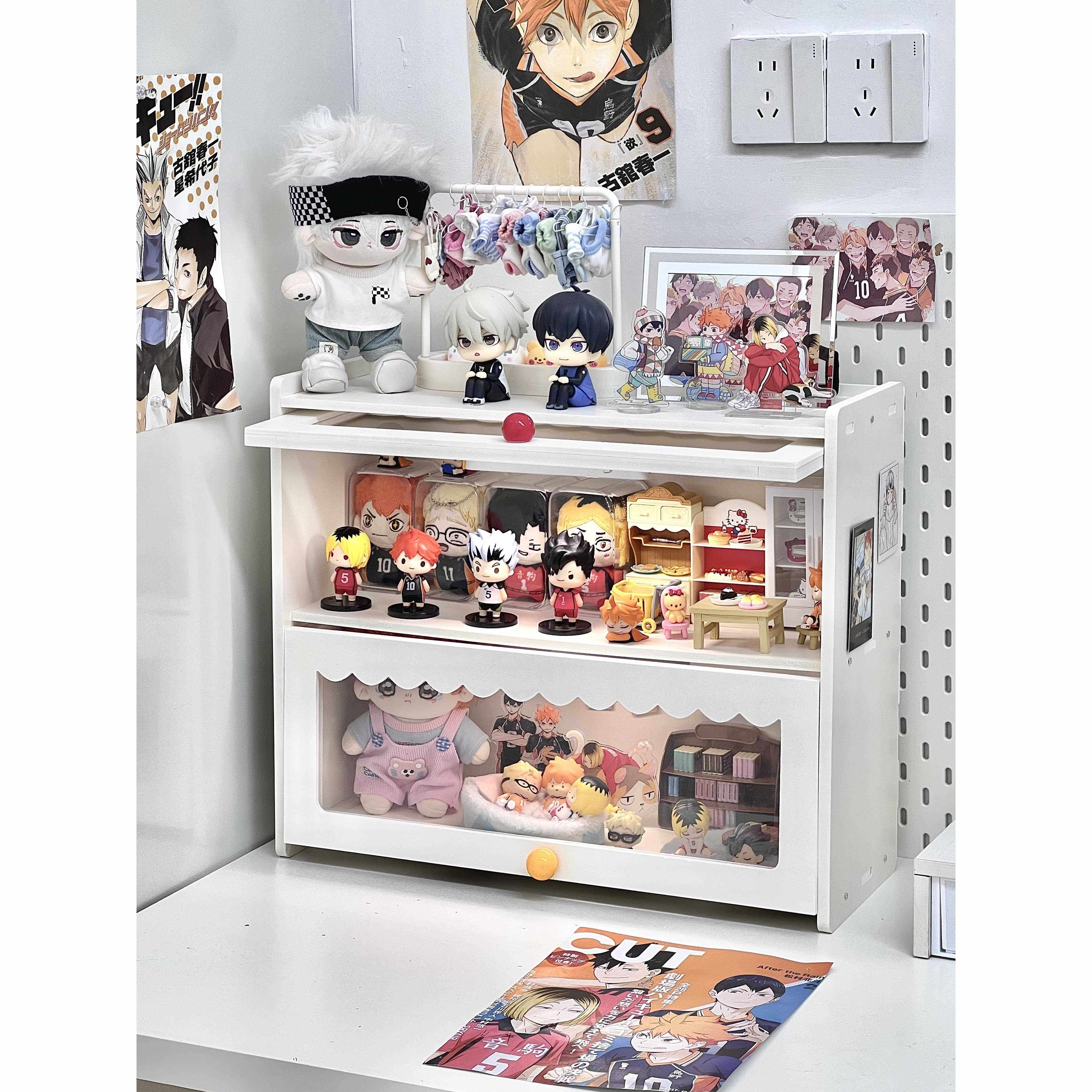 桌面小痛柜改造！吃谷人书桌翻盖式收纳展示柜手办谷子防尘置物架,收纳整理,桌面收纳盒,淘宝优惠券,粉丝福利购,淘宝优惠卷