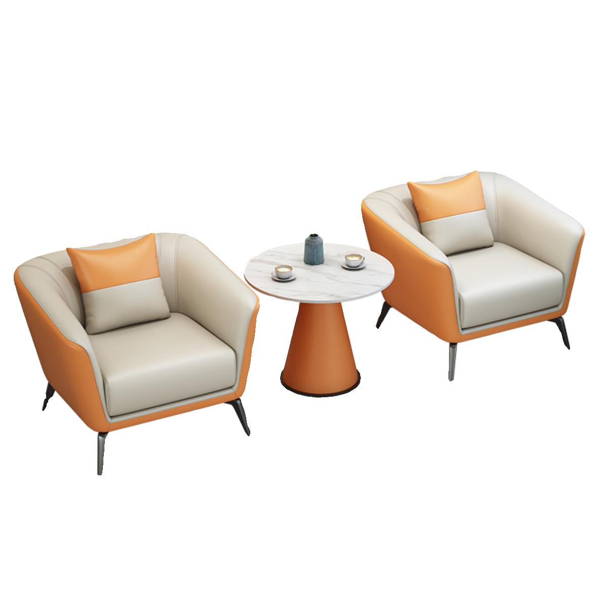 北欧简约休闲皮艺沙发酒店休息区洽谈接待桌椅售楼处商务组合沙发