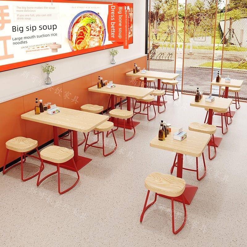 网红实木桌椅米线麻辣螺蛳粉小吃面馆餐饮餐饮商业快餐桌椅组合