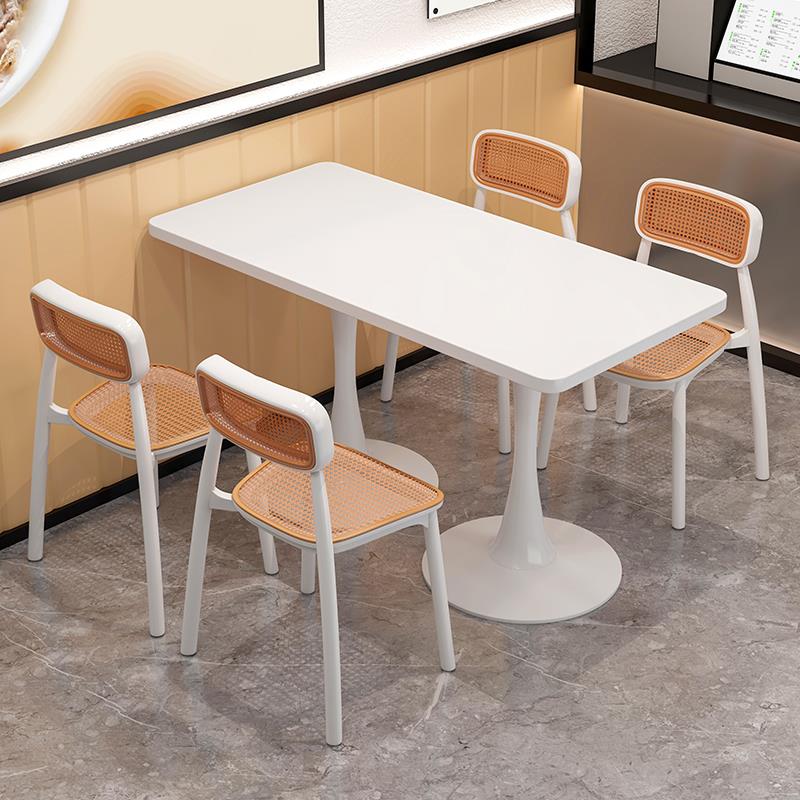 快餐店桌椅小吃餐饮奶茶店专用桌子长方形商用接待洽谈餐桌椅组合