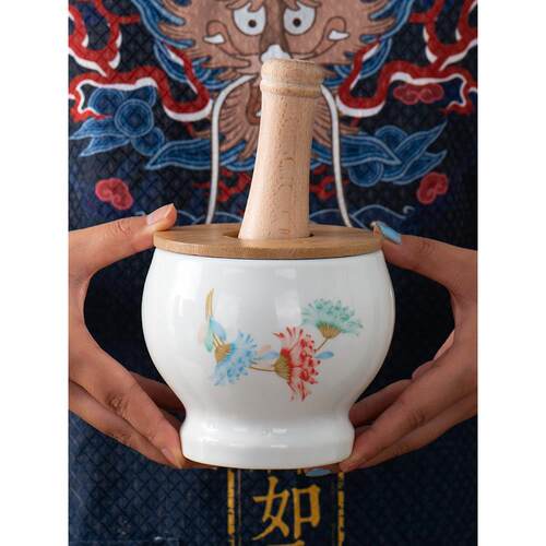 大蒜粉碎机陶瓷蒜臼石臼蒜膏窝皮蛋粉碎机胡椒老式家用手册