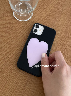 韩ins时尚模范生粉紫色爱心欧尼同款苹果17promax保护套iPhone17/16/15/14/13/12全包边11手机壳Xsmax黑新16e