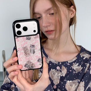 韩系ins甜美可爱樱花猫咪手机套适用苹果17promax保护套iPhone17pro 16promax包边11手机壳Xsmax