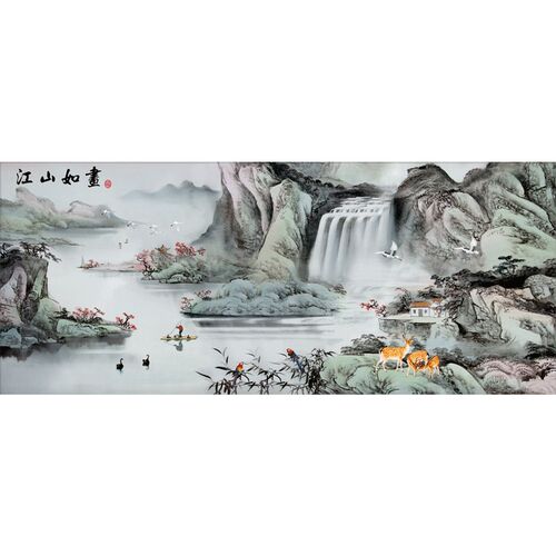 十字绣2024新款线绣客厅大气大幅江山如画山水画风W景手工自己满