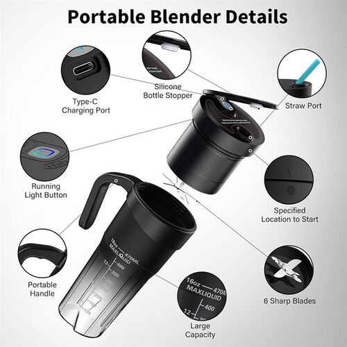 电动榨汁杯blender 150W榨汁机Juicer bIottle搅拌机470ml碎冰便