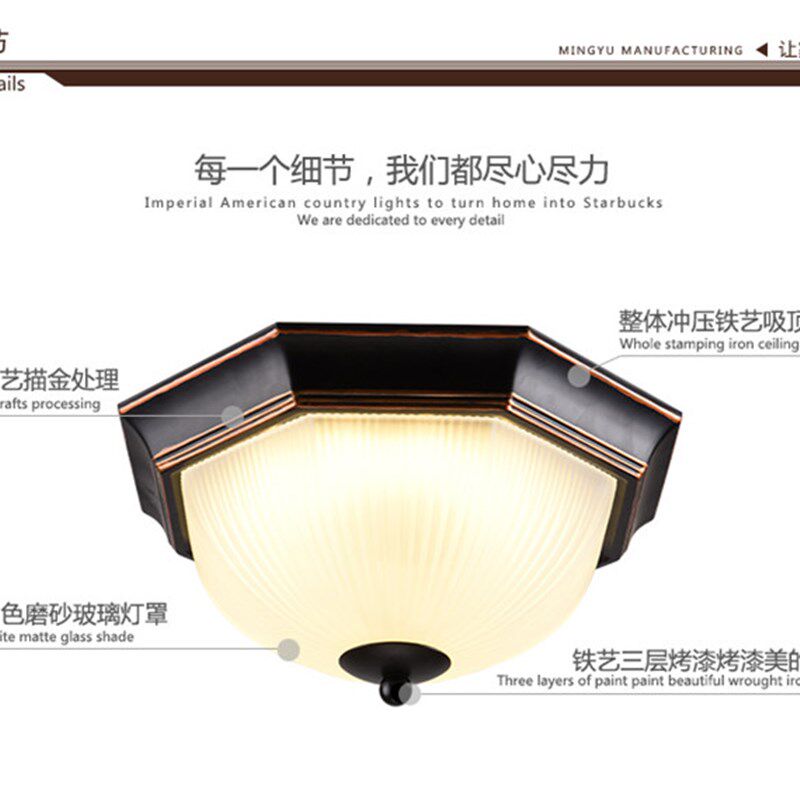 美式乡村铁艺g吸顶灯门厅灯入户过道走廊简约室外八角阳台吸顶灯